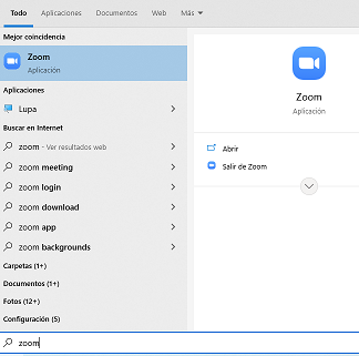 abrir el programa Zoom desde nuestra computadora.