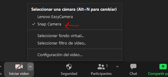 configurar la cámara de zoom para usar los filtros de snapchat